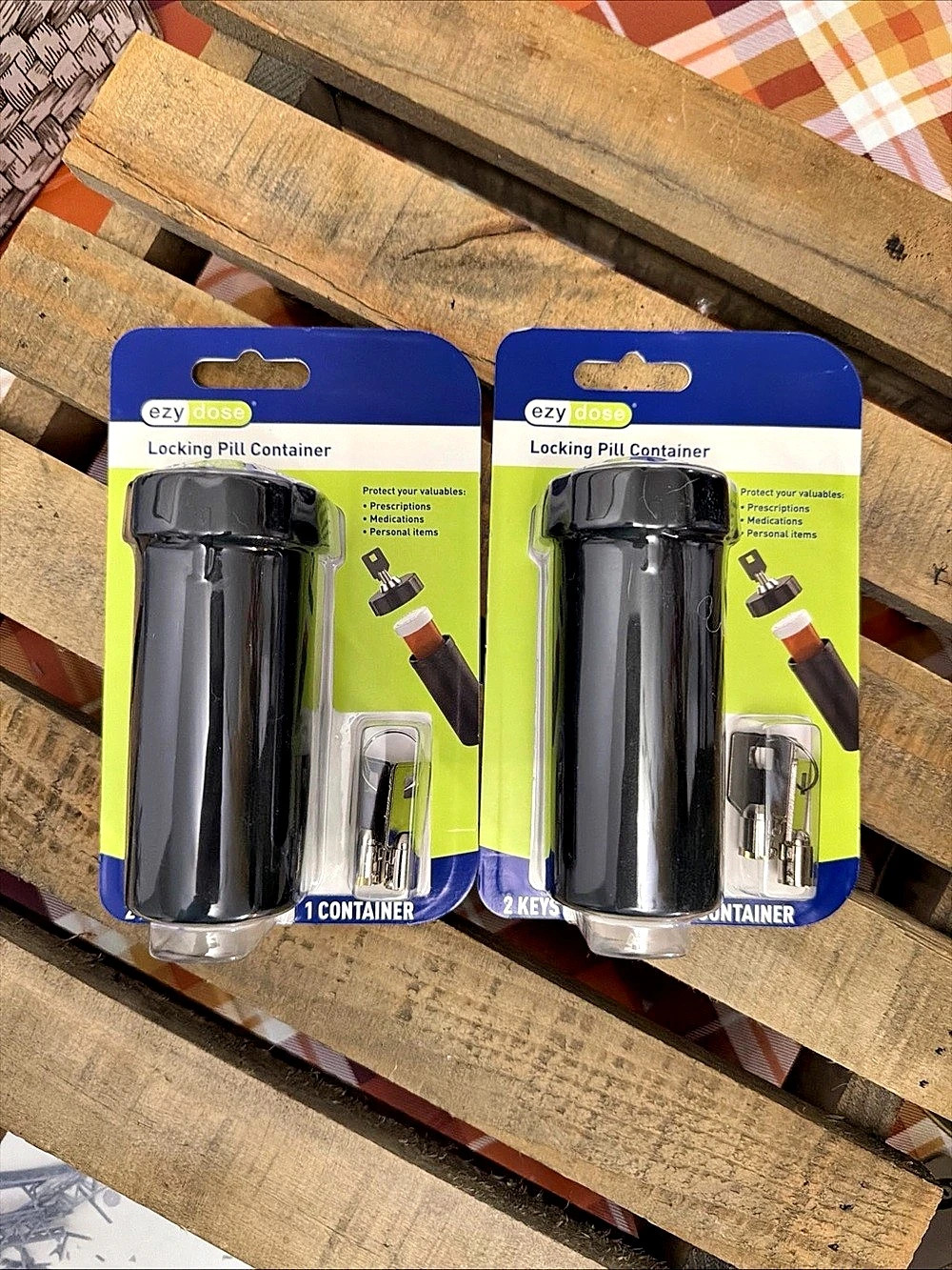 ezy dose Locking Pill Container Black 2-Pack